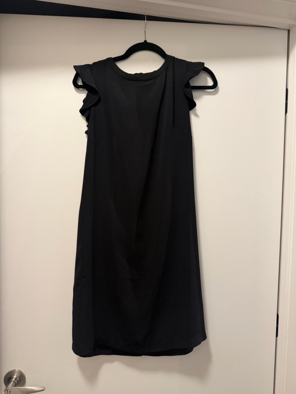 LOFT Black Flutter-Sleeve Mini Dress